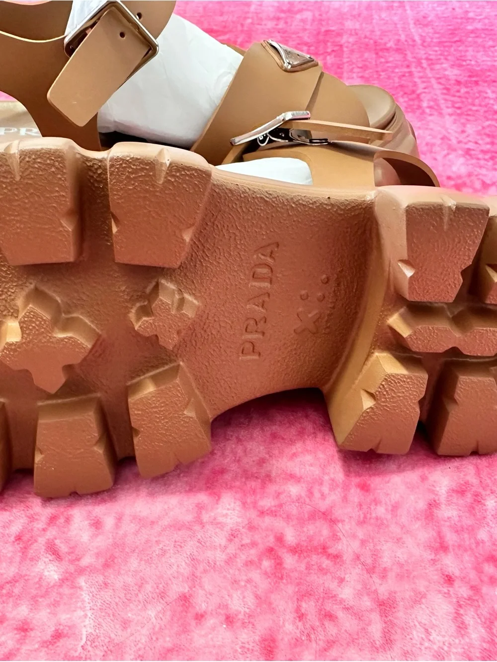 Prada Monolith Rubber Chunky Platform Sandal with Logo Triangle